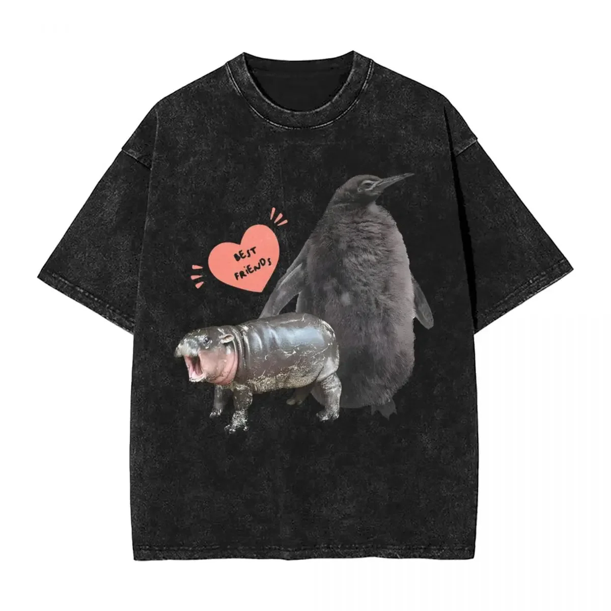 

Moo Deng and Pesto The Penguin Meme Bestfriend Animal T-Shirt Summer Y2K Retro T Shirts 2024 Cotton Tshirt for Man Print Top Tee