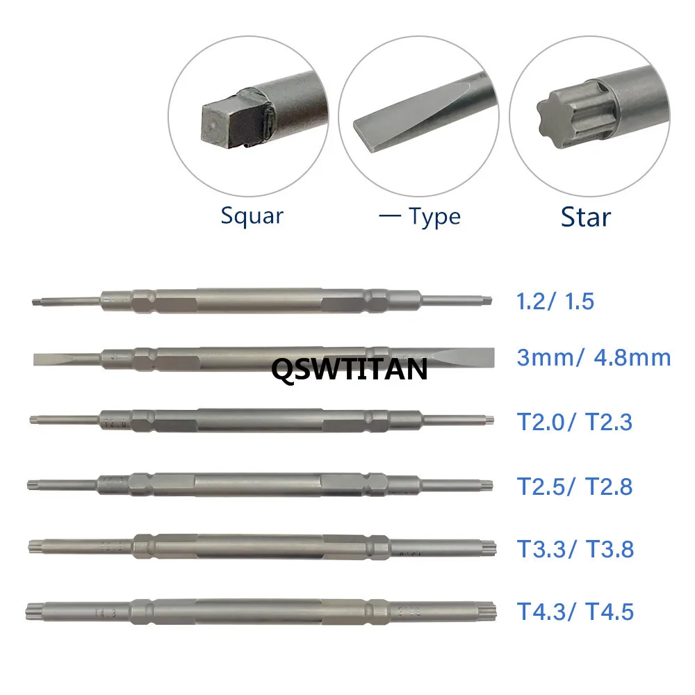 Torx Star Hex Quick Coupling Handle Bone Screw Drivers Veterinary Orthopedic Instrument QSWTITAN