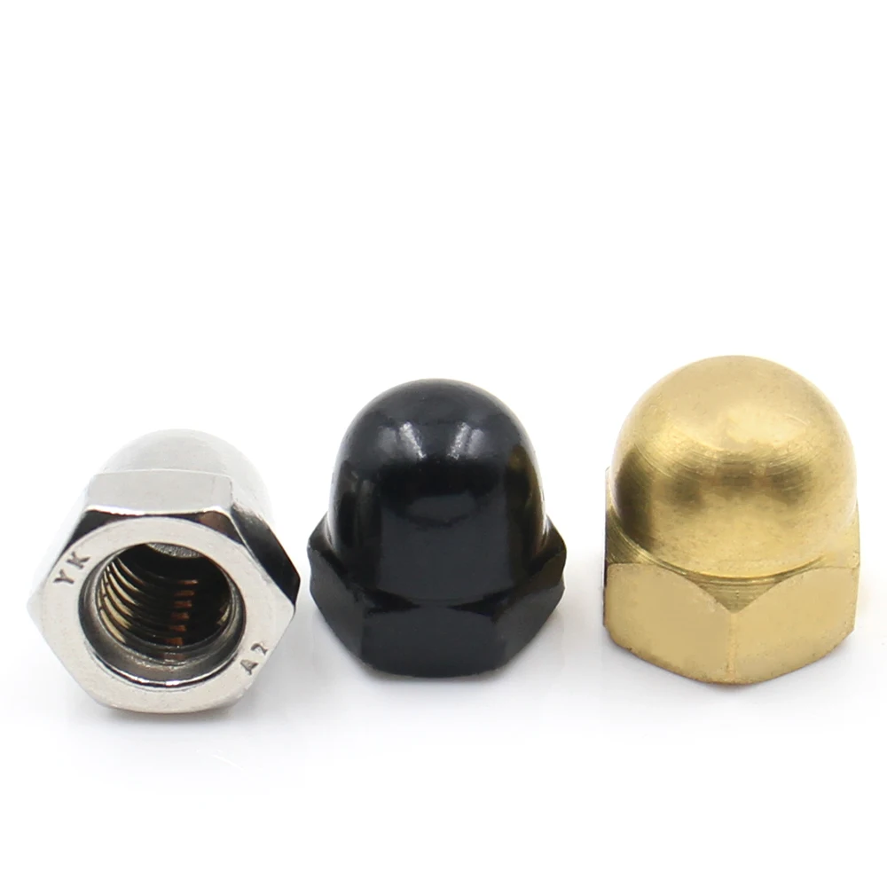 1-10PCS Carbon Steel Brass 304 Stainless Steel Hex Dome Cap Nuts Decorative Protective Fastener M3-M24