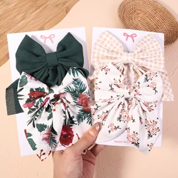 2Pcs/set Sweet Solid Bowknot Hair Clips for Women Girls Print Bows Hairpins Barrettes Duckbill Clip Headwear Hair Accessories