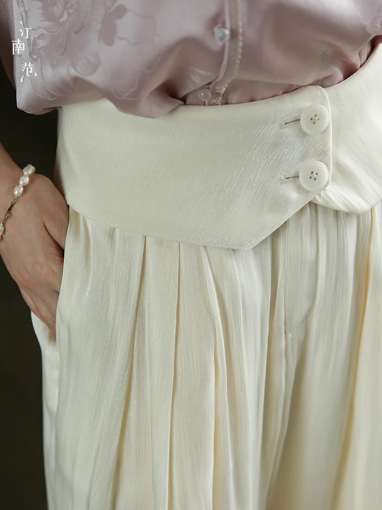 

Брюки с высокой талией и широкими штанинами, женская одежда, модифицированная версия в стиле ретро Тан, универсальные летние брюки с высокой талией