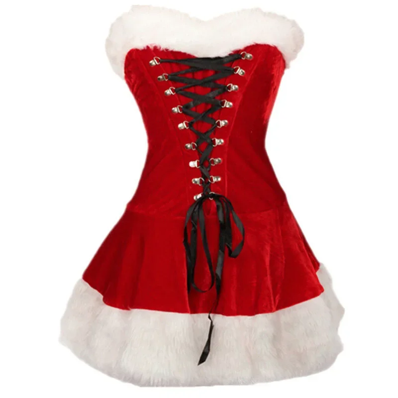 Women Christmas costumes Xmas party sexy red velvet dress cosplay Santa Claus costume S-XL