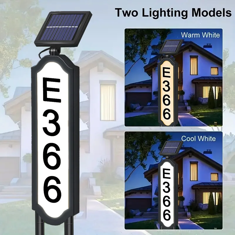 Solar-Powered Digital Door Number Light, Decorative Led House Number Light, Guide Light, Recessed Installation - for Houses, Villa Indicator Light, Solar-Powered Suitable for Villas, Lawns, Parks, Gift Light
