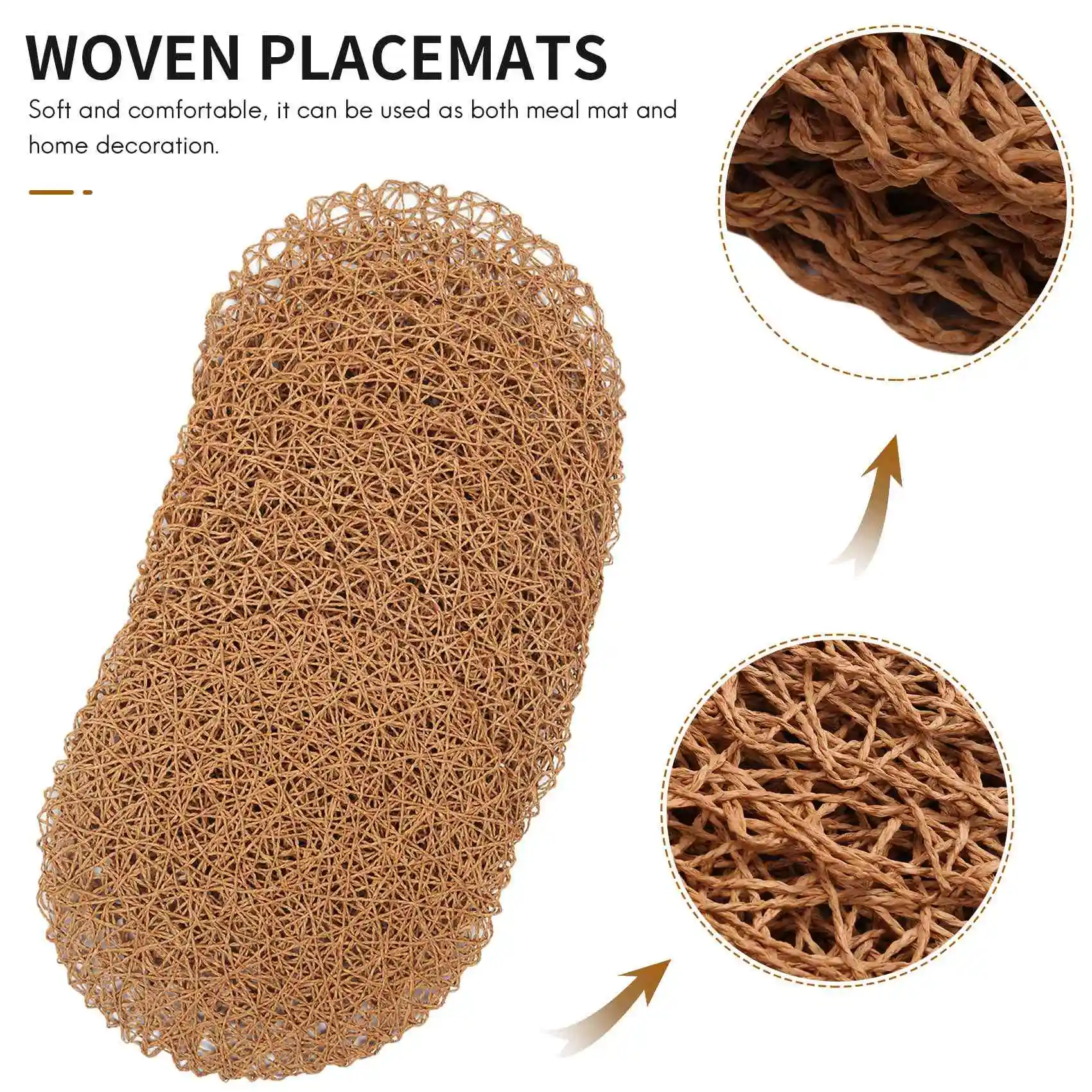 Ronde papiergeweven placemats, decoratieve touwgaas placemats voor dineren en bruiloften 12 stuks