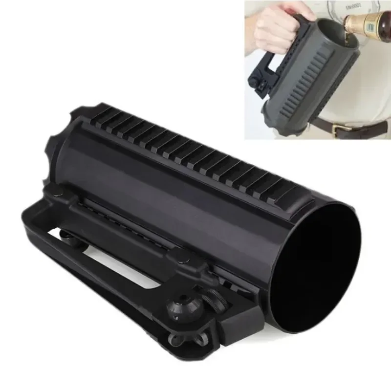 Outdoor Hunting Sport Solid Beer Cup with Rail Rear Sight Handle Detachable Carrying Battle Rail Mug