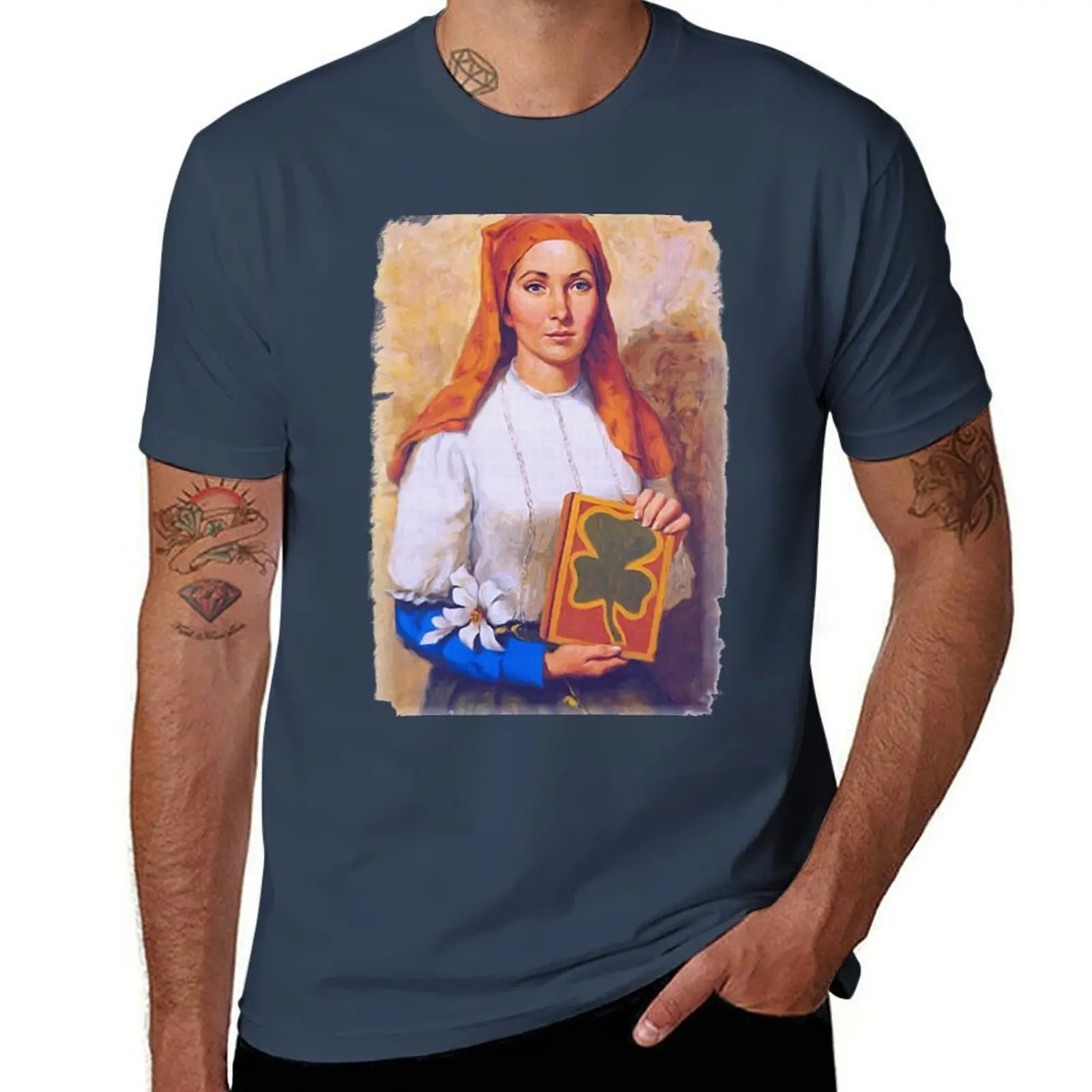 

Painting Saint Dymphna T-Shirt Creative Graphic Tee Shirt