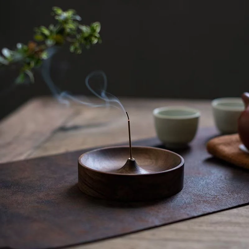 Solid Wood Incense Holder Handmade For Meditation & Home Decor Natural Grain No Power Needed Spiritual Holiday Gift