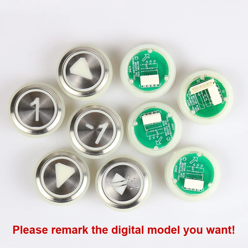 5Pcs KDS50 KDS300 Elevator Button 32mm Open Hole Stainless Steel Digital Arrow Braille Glossy Elevator Accessories BT236