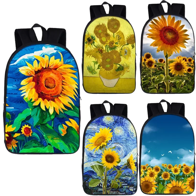 

Van Gogh Sunflowers Backpacks Teenage School Bags Kids Bagpack Starry Night Sunflower School Backpack Man Women Travel Bags