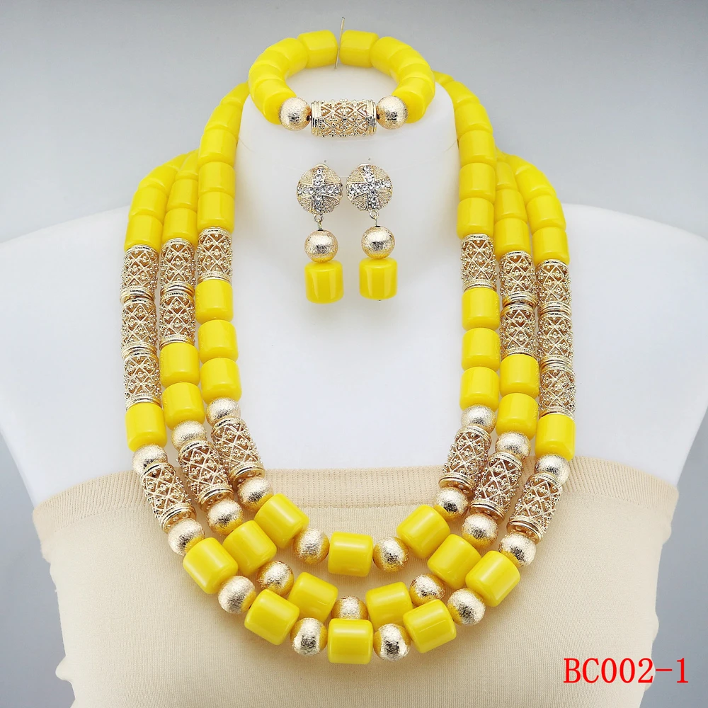 Artificial Coral Beads Bridal Jewelry Sets Traditional Nigerian Wedding African Beads Jewelry Necklace Set