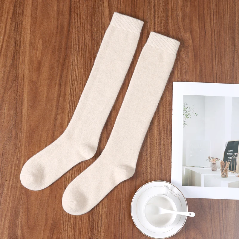 

Women's Cashmere Blend Solid Color Long Leg Socks Winter Ankle Foot Warmth Protect Windproof Hiking Cycling Casual Minimalist