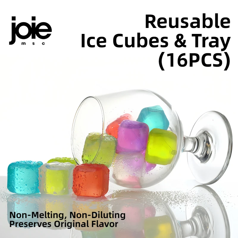 Joie-Cubes de glace réutilisables, machine à boules de glace pour whisky et café, plastique de qualité alimentaire, poète des cubes de glace arc-en-ciel refroidissants