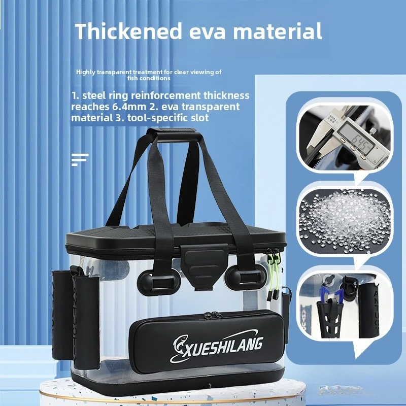 

Transparent Road Asian Box Multi Functional Fish Box Thickened Fishing Bucket Live Fish Bag Outdoor Fishing Equipment Tools