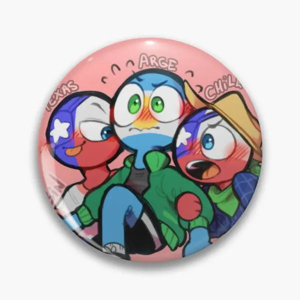 Countryhumans Argentina Texas Chile  Soft Button Pin Funny Collar Women Hat Lapel Pin Cartoon Jewelry Creative Metal Clothes