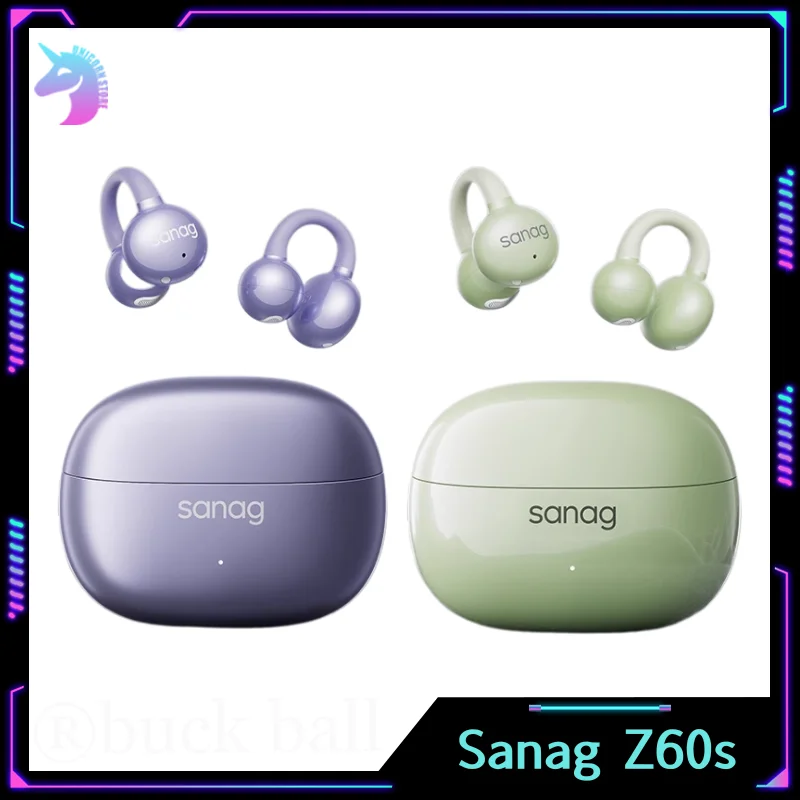 Sanag Z60s Earphone Ear Clip Wireless Bluetooth Air Bone Conduction Earbuds Sport Headphone Open Ear Clip Custom For Gaming Gift