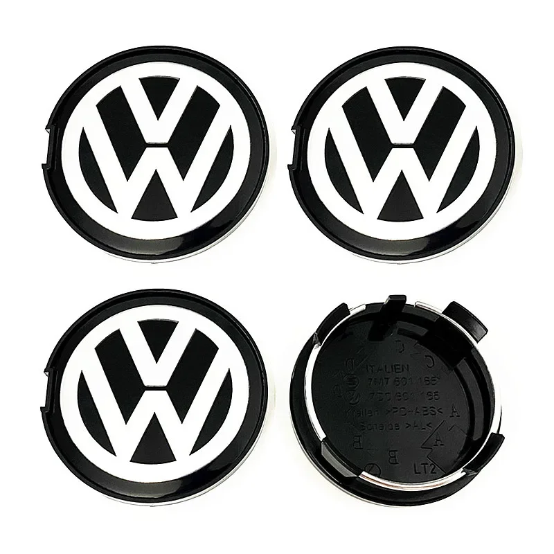 20 Pcs 7D0 7M7 63mm VW Wheel Center Caps Rim Hub Cover Dust-Proof Hubcap Logo Badge Emblem Auto Accessories Car Styling Black