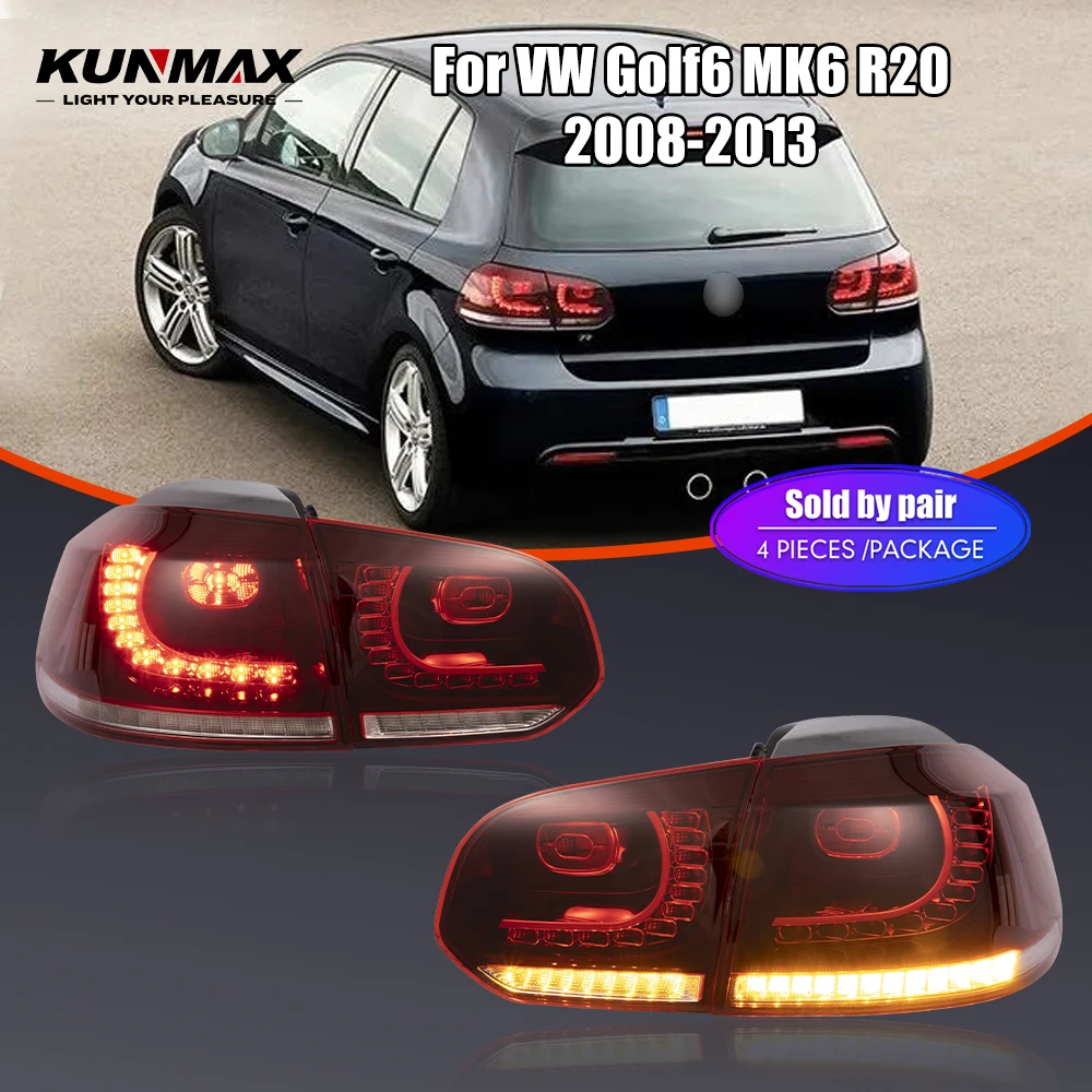 Paire de feux arrière LED pour VW golf6 mk6 R20 08-13 DRL, clignotant de frein de recul, Plug And Play, ensemble de feux arrière de voiture