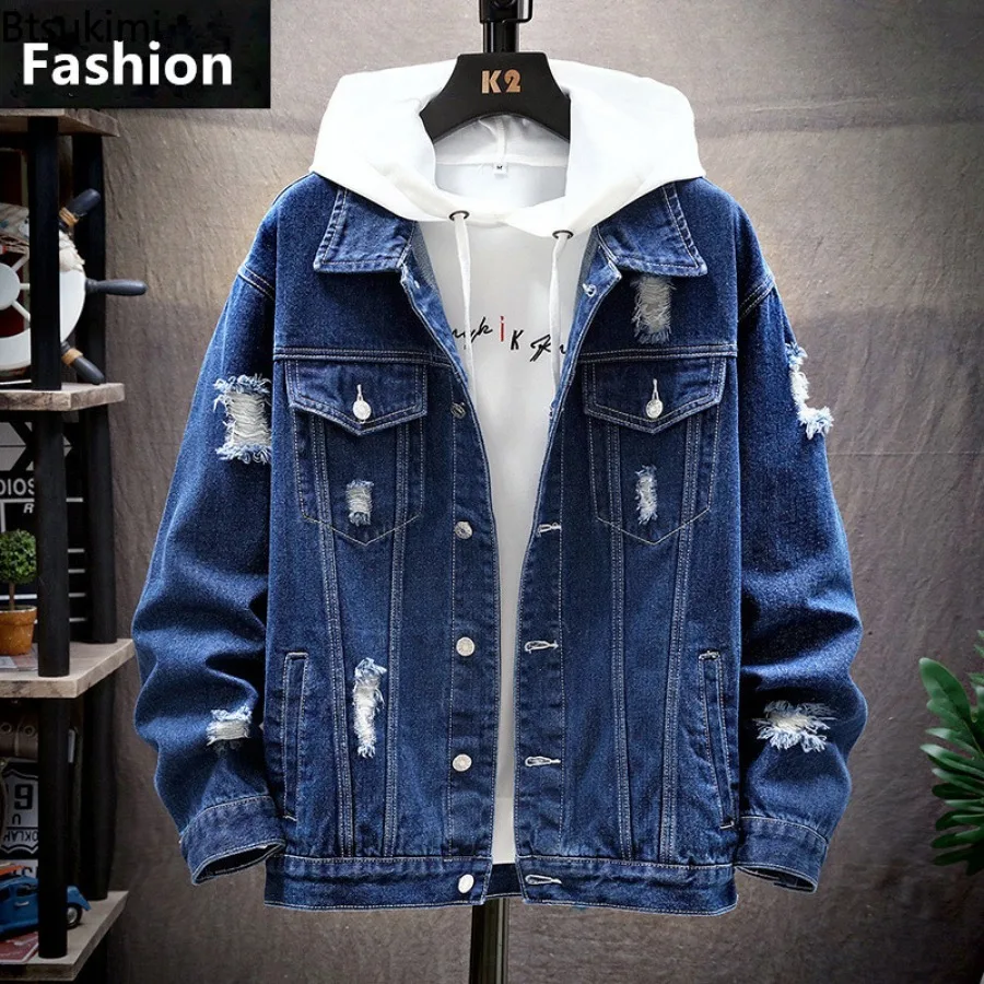 New Men's Vintage Denim Jackets Spring Autumn Handsome Loose Casual Workwear Jacket Fashion High Street Classic Jean Coats Male