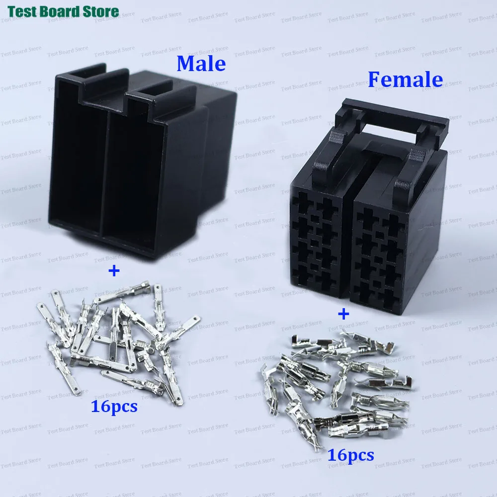 

1/3/5 Sets 16Pin 3.5mm Auto Audio Cable Socket Automotive ISO Wire Plug Female Male Connector For Volkswagen VW Bora