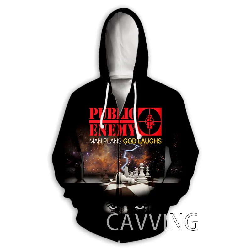 CAVVING 3D Printed Public Enemy Zipper Hoodies Zip Hooded Sweatshirt Harajuku Hoodie Sweatshirt for Men/women