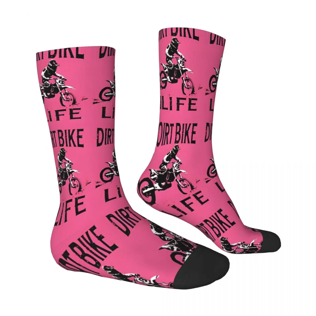 Pink Background Bike   Socks Male Mens Women Autumn Stockings Harajuku