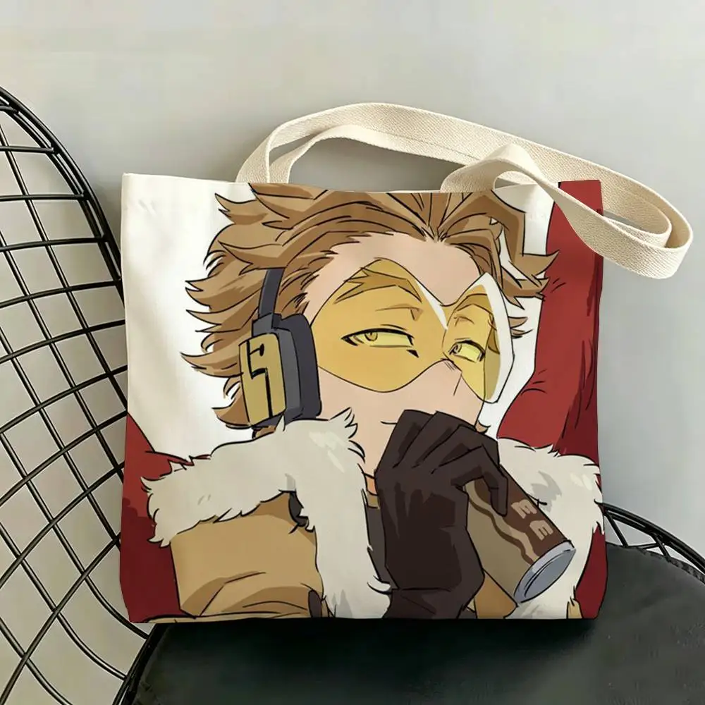 BNHA Hawks M-MHA Storage Bags Canvas Double-Sided Print Women Large Tote Bag Durable Beach Picnic Foldable Gift Eco