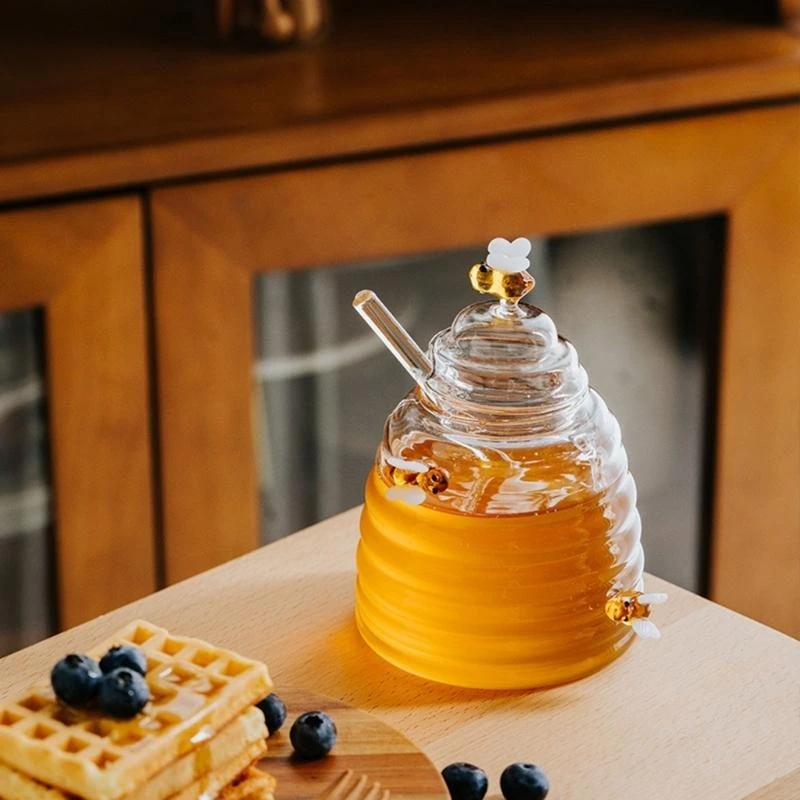 Unique Honeys Jar With Glass Honeys Dispenser Glass Honeys Jar With