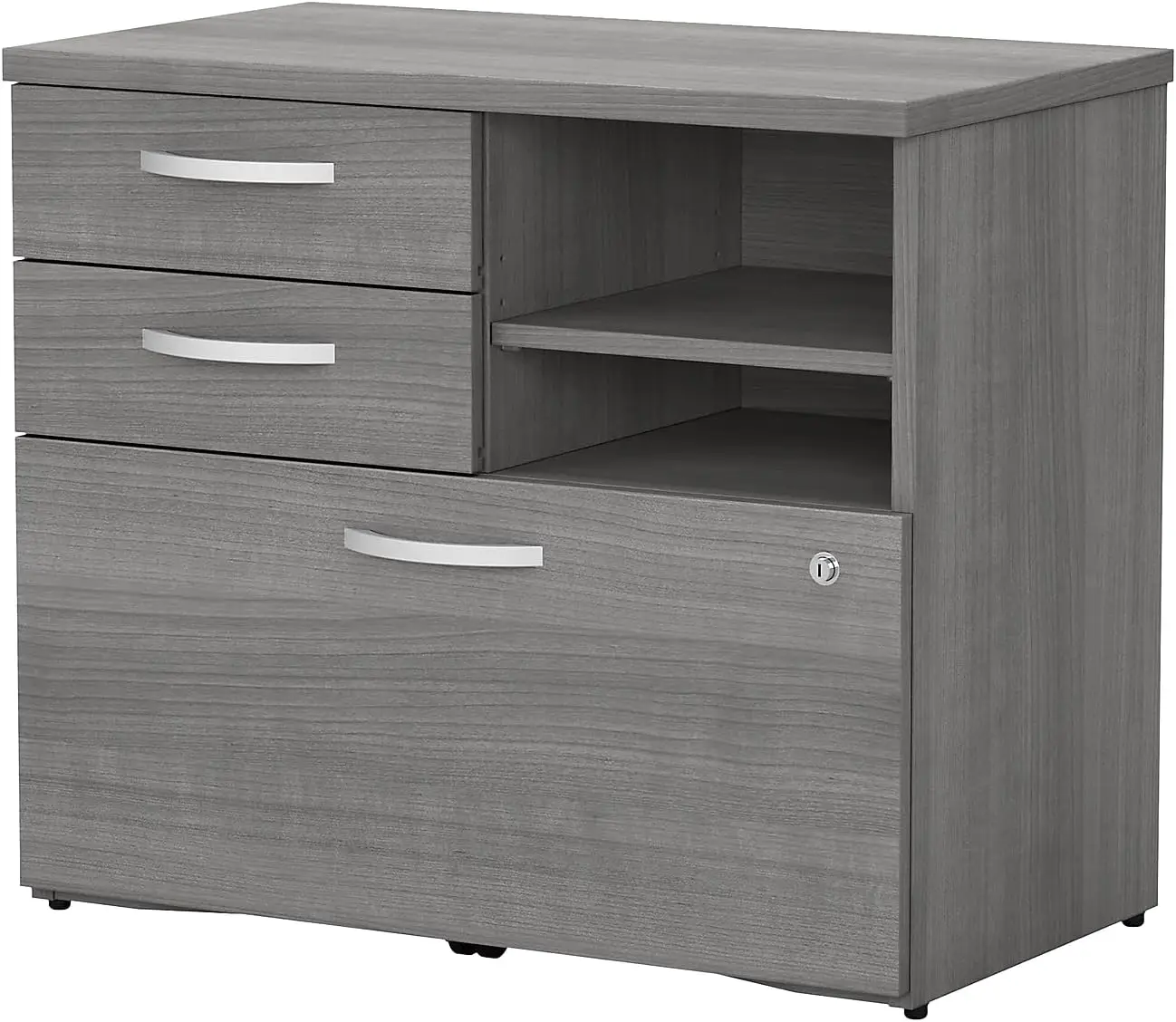 

Bush Business Furniture Studio C Office Storage Cabinet with Drawers and Shelves, Platinum Gray