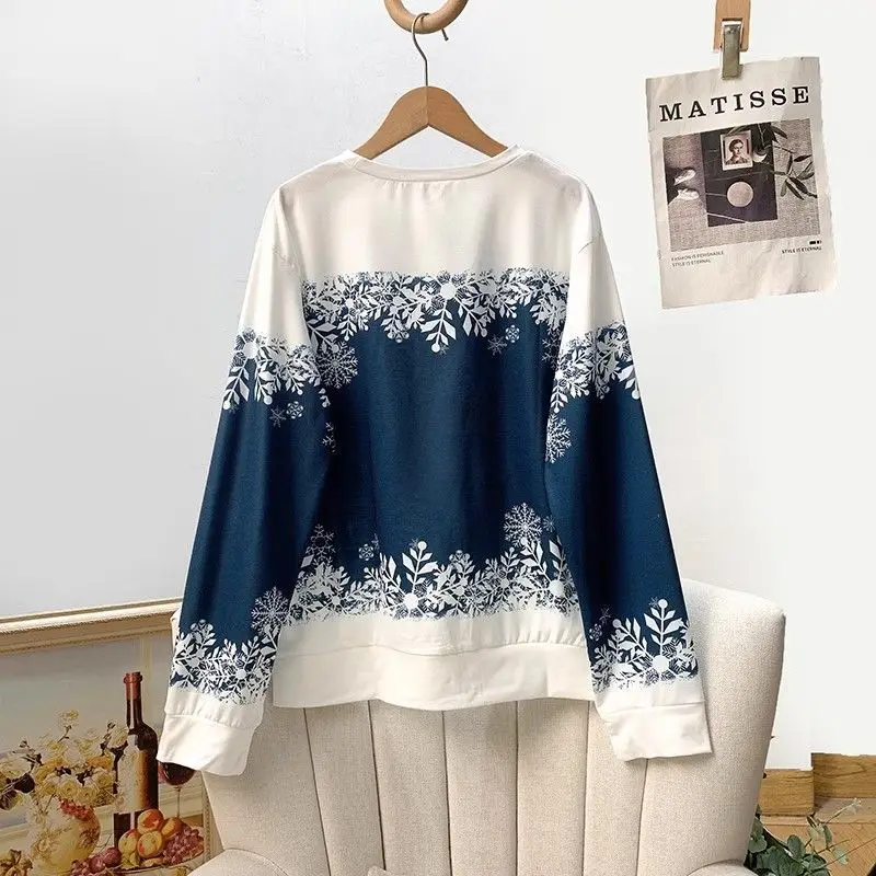 Damen Weihnachten Schneemann Lose Große Größe Casual Sweatshirt Langarm T-shirt Frühling und Herbst