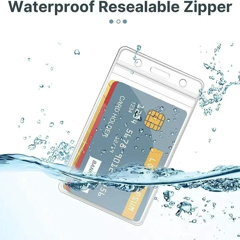 10-100pcs  Transparent Name ID Badge Holder Waterproof Thick Vertical Business Card Holder Protectors with Resealable Zip