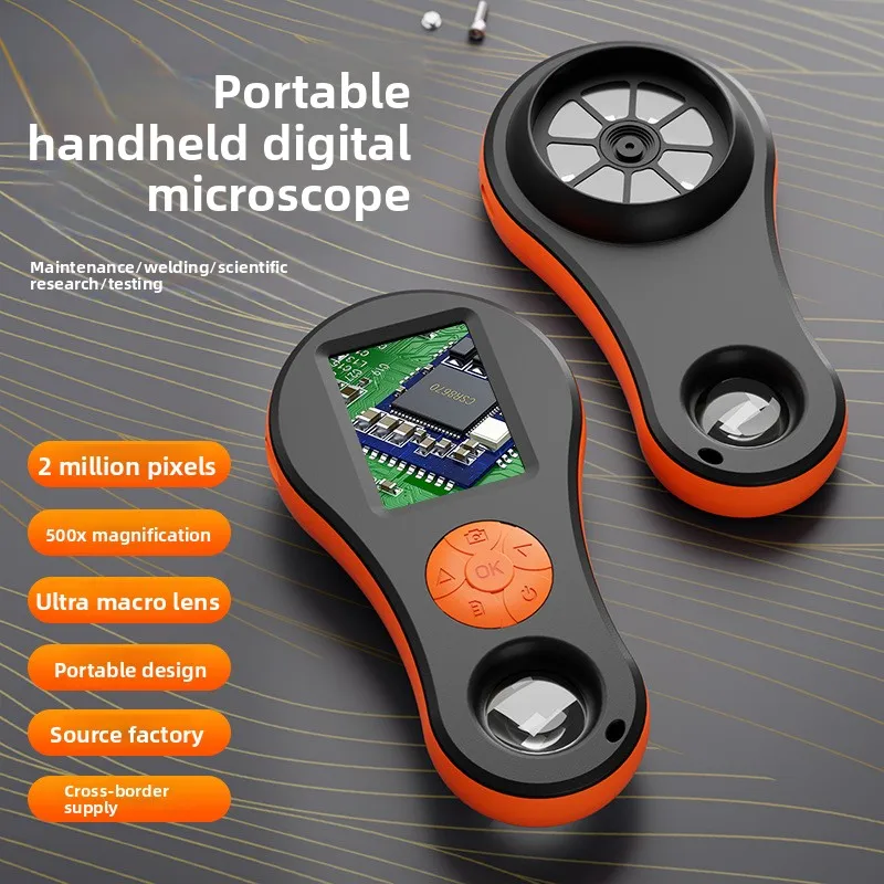 1080P Video Coin Digital Microscope 500x Zoom with 2 inch Screen Magnifying Glass High Definition Rechargeable