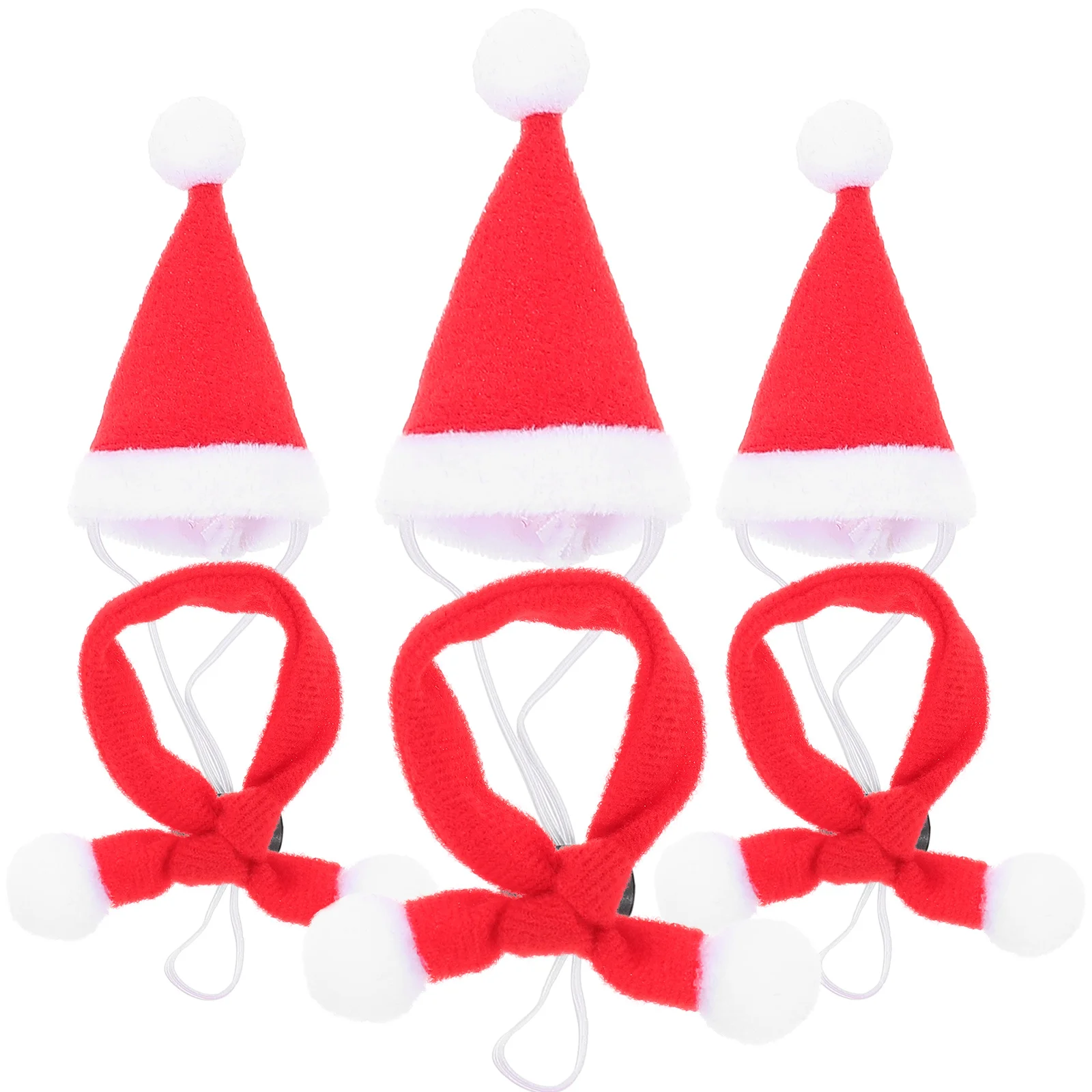 

6 Pcs Pet Santa Hat Dog Decor Xmas and Scarf Party Ornament Supply Cat Red Christmas Ornaments