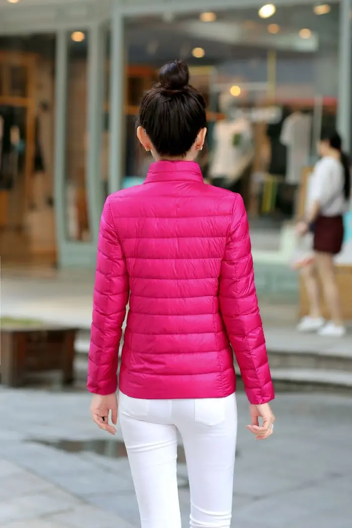 M-8XL White Duck Down Jacket for Women Winter Warm Down Coat Light Weight 2023 New Stand Collar Pocket Zipper Casual Outerwear