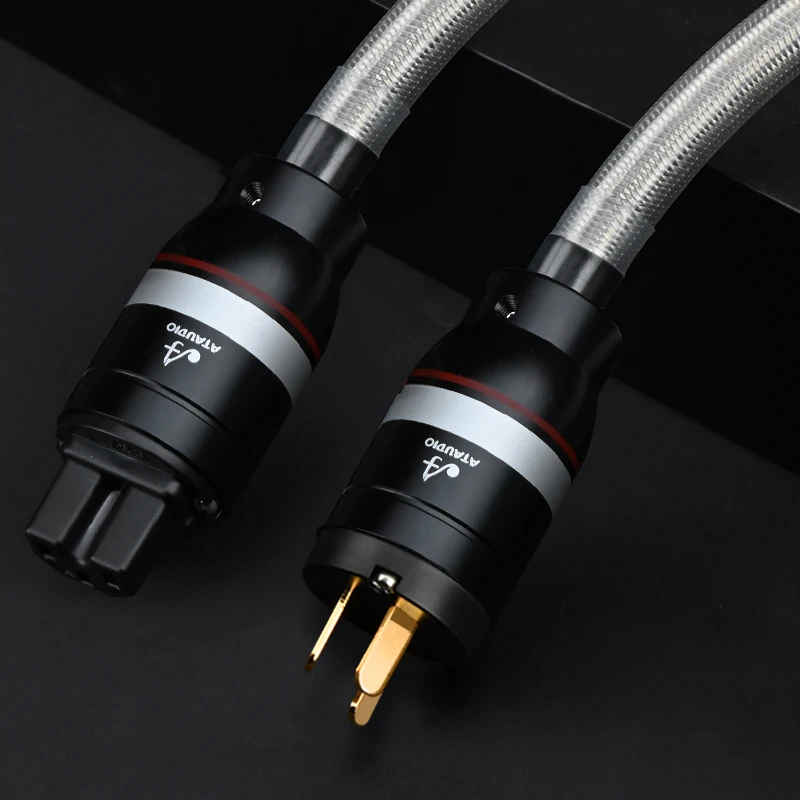 ATAUDIO Hi-End-HiFi-Stromkabel 7N OFC Silber Mixed Core Sound-Verbindungskabel mit US/AU/EU-Stecker für CD-Player-Verstärker 5