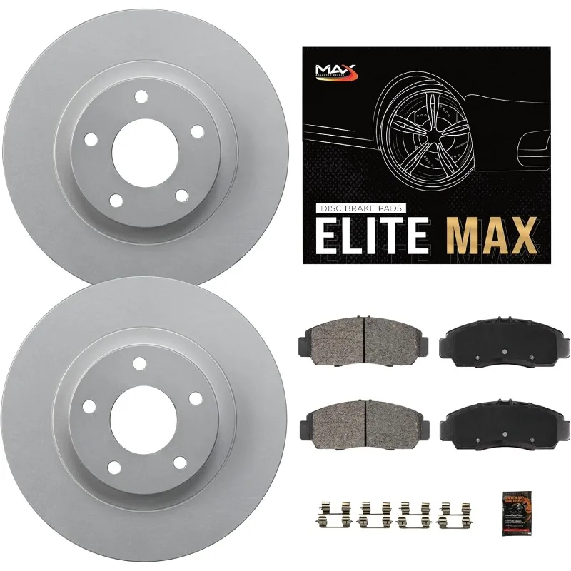 

Max Advanced Brakes Rear Brake Kit 10.71"Rear Rotor Replacement Geomet Coated OE Disc Brake Rotors and Ceramic Brake Pads,KT0965