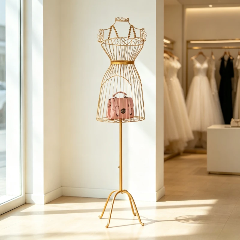 European Style Iron Half Body Mannequin Women Garment Display Stand Wedding Dress Hanger Rack Window Decorative Clothing Model