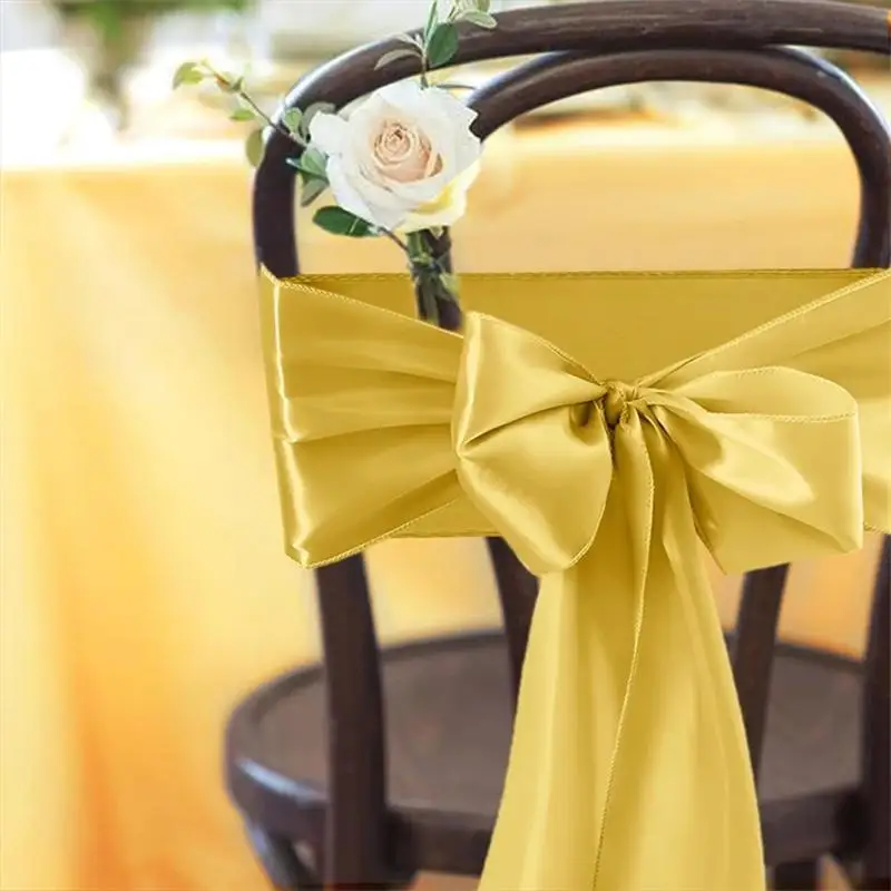 1 Pcs Satin Chair Sashes Elegant Bow Ribbon for Wedding Reception Premium Party Decor Chair Tie for Ceremony