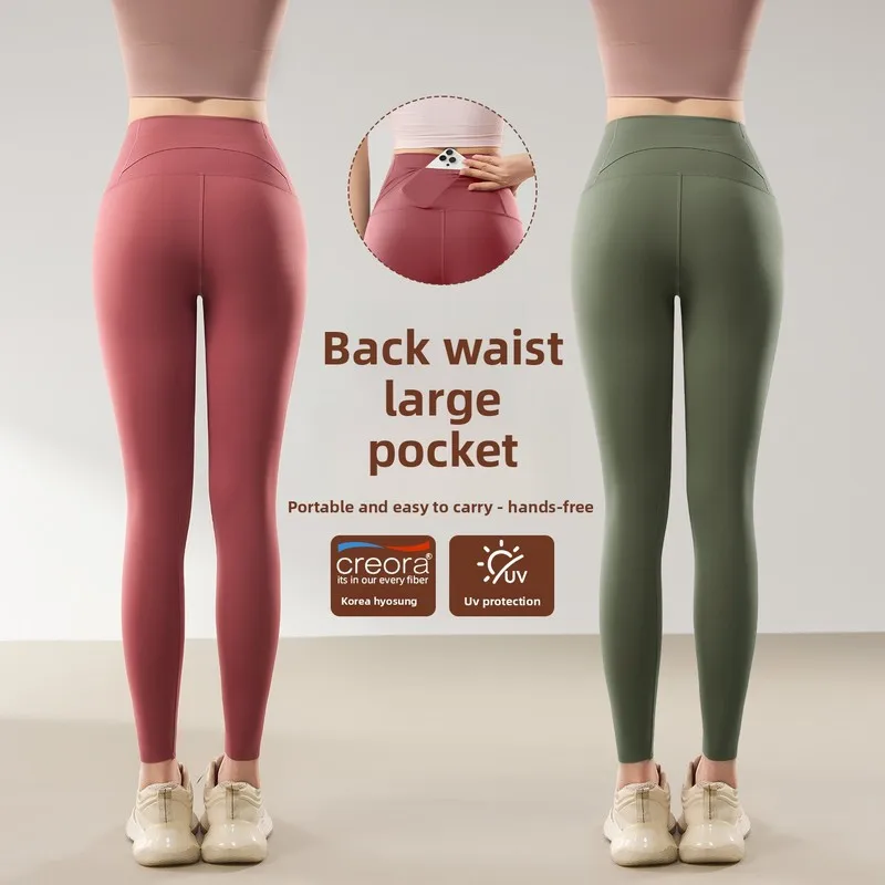 Pocket Yoga Pants High Waist Slimming Shark Leggings for Women Outerwearable Tummy Control Tights  Summer Sports Fitness Pants