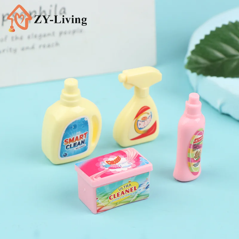 4Pcs/Set Doll Cleaning Bucket Detergent Laundry Detergent Toy Hand Basket Model