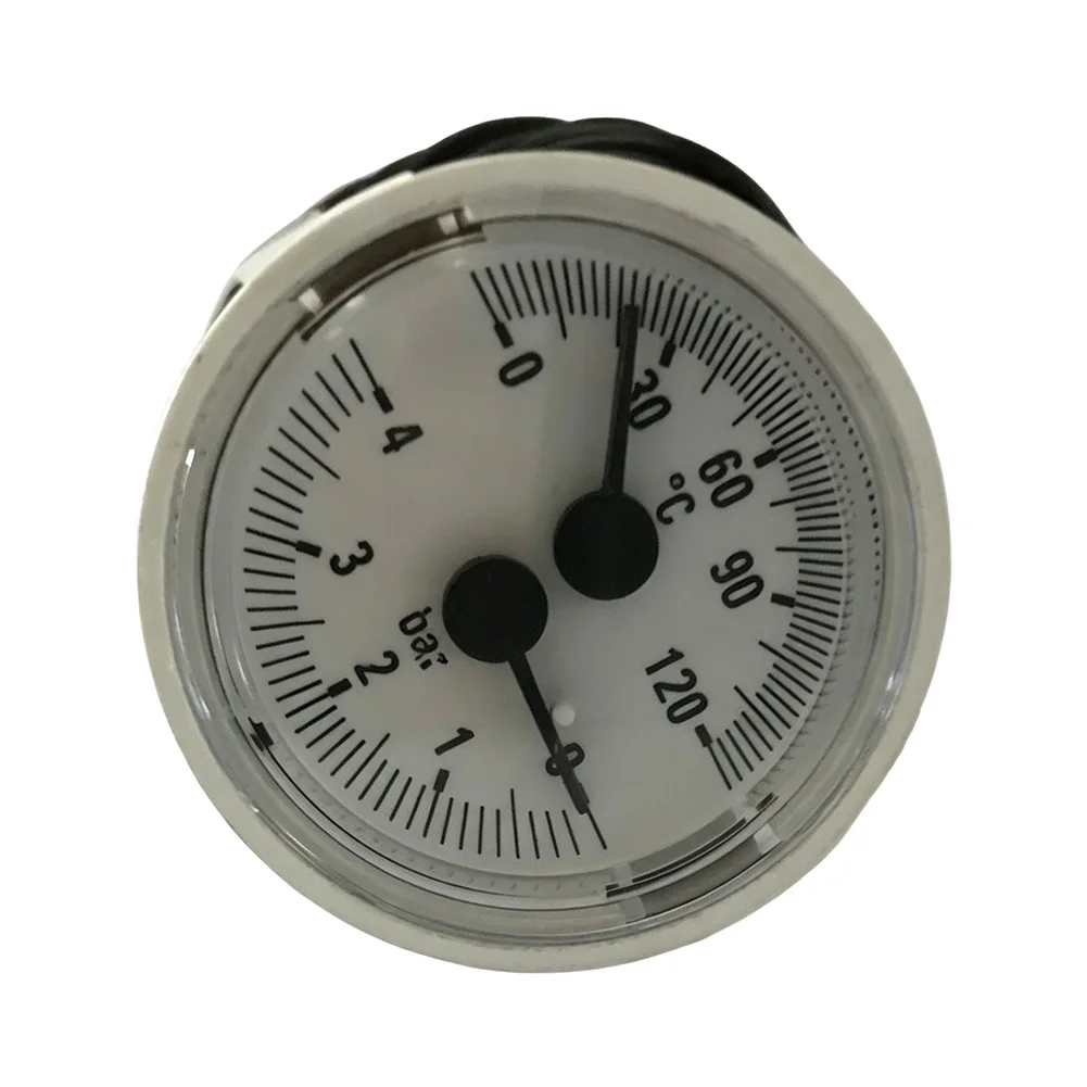 Wall Mounted Capillary Boiler Pressure Gauge 0-4 Bar 0-120C For Gas Water Heater HVAC System Plastic Thermo= Manometer G1/4