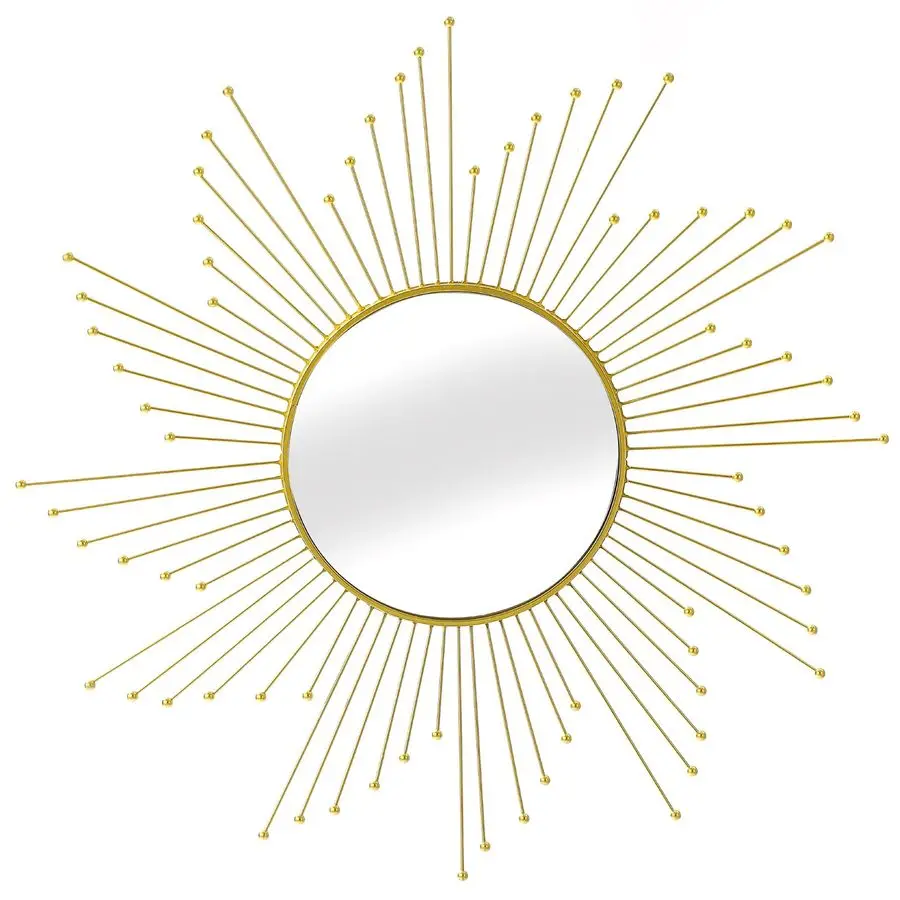 

Золотое зеркало Sunburst 31 Настенное зеркало Starburst с 12 круглыми стеклами, современные элегантные золотые солнцезащитные зеркала середины века для гостиной, B