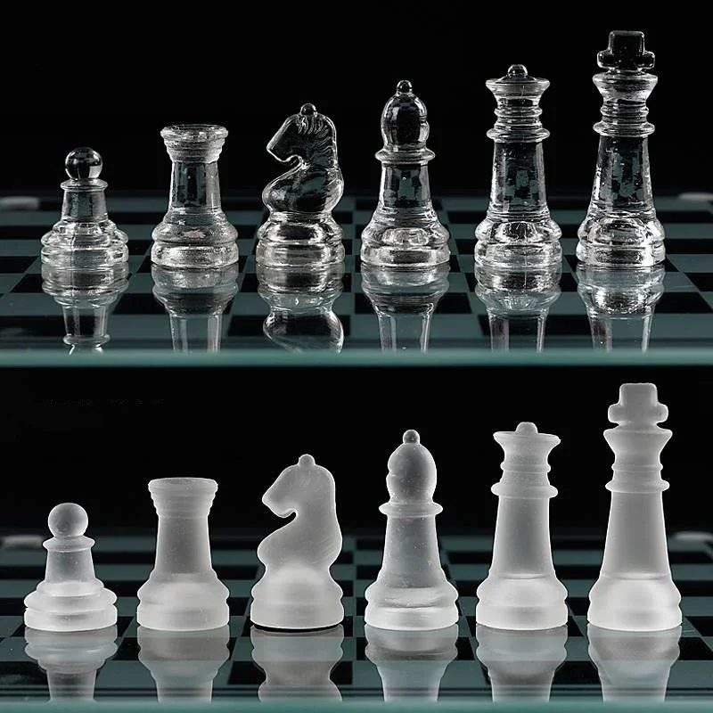 Glass Decorations Chess Set Pieces Flat Professional Large Modern Chess Set High Quality Luxury Juegos En Familia Board Game