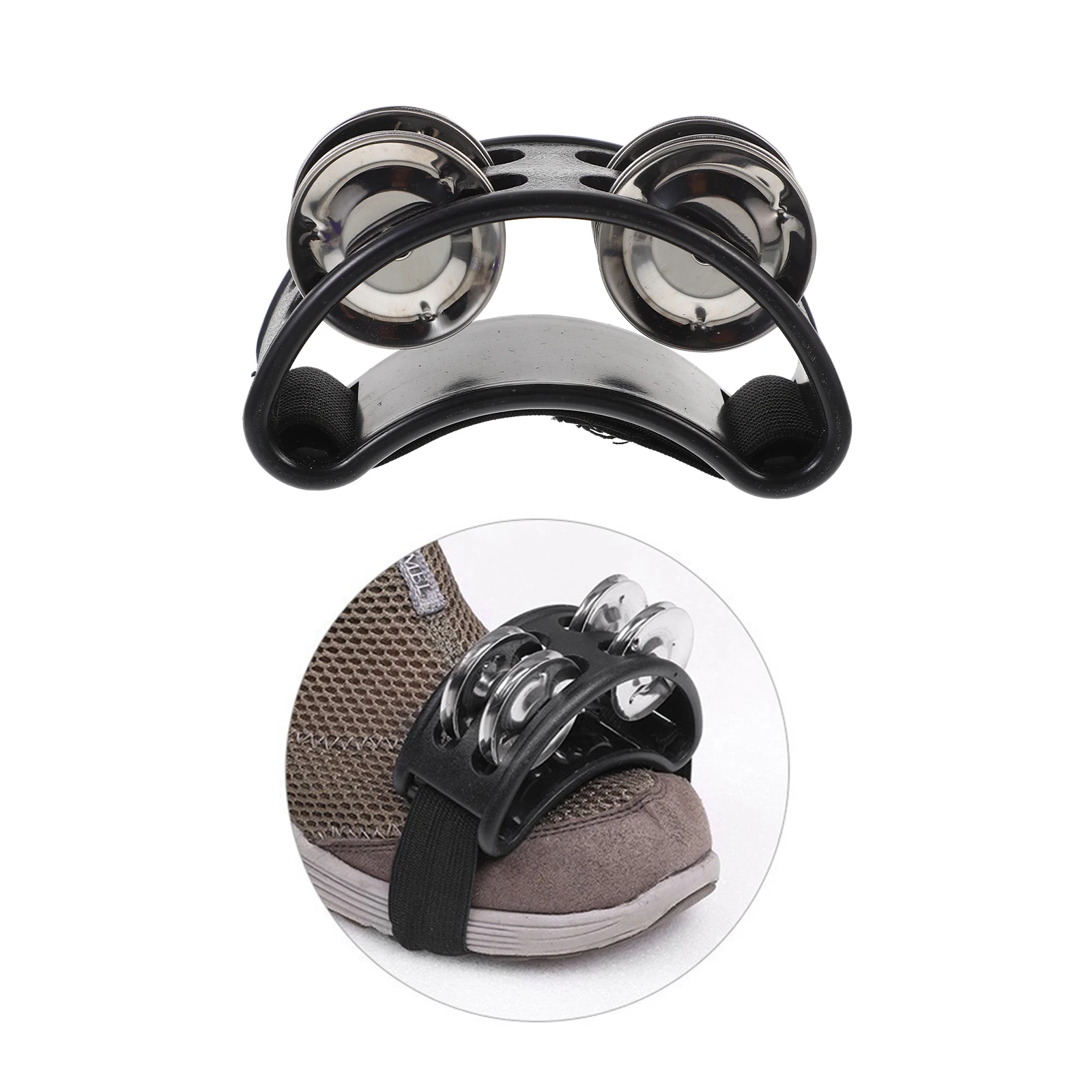 

Foot Tambourine Nickel-Plated Jingle Bells Compact ABS Body Durable Elastic Strap Bright Sound Acoustic Jam Sessions Foot