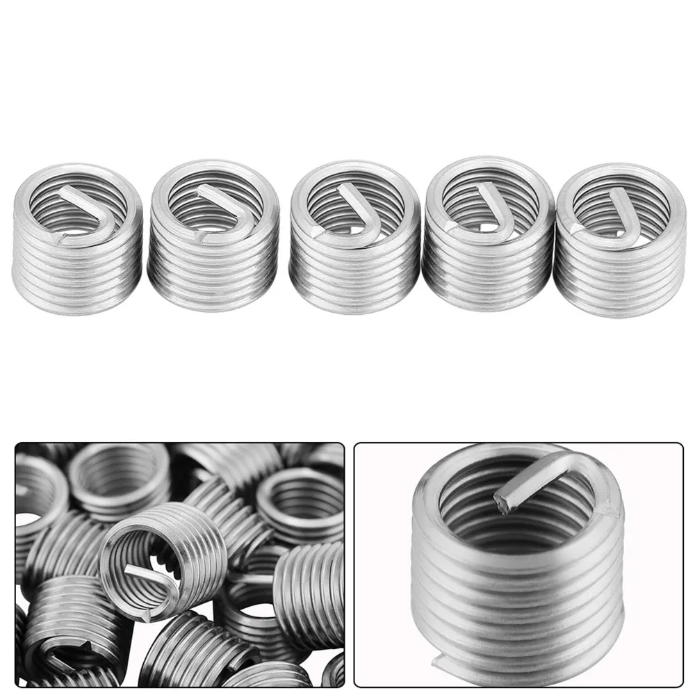 50pcs M8 x 1.25 x 1.5D Helical Threaded Inserts Coiled Wire Stainless Steel Thread Repair Insert Helical 5
