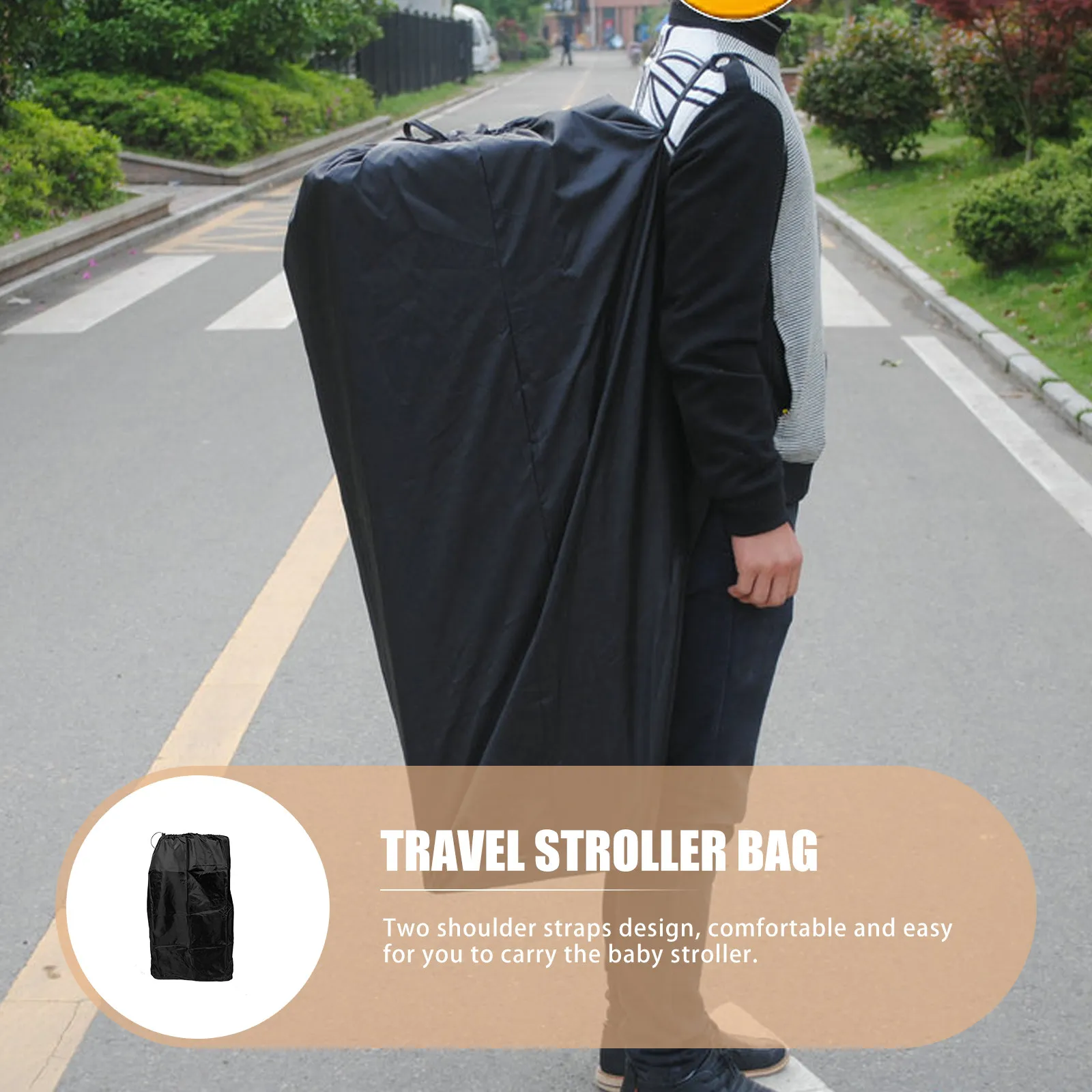 Travel Stroller Storage Bag High Grade Lockable Drawstring Reinforced Seams Two Shoulder Straps Airport Gate Check