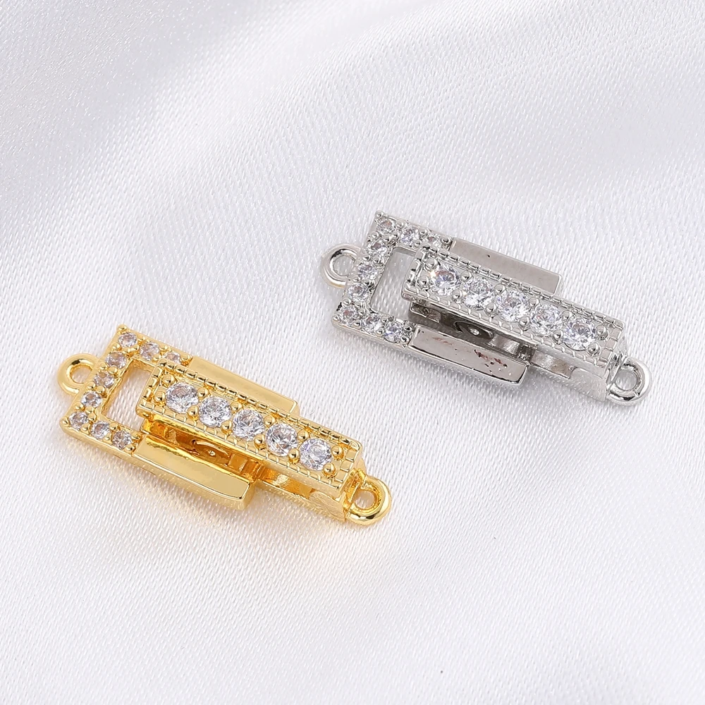 Juya 2 Teile/los 18K Überzogene Stecker Verschluss Verschluss Verschluss Verschlüsse Zubehör Für DIY Frauen Luxus Perlen Perlen Schmuck Machen – Detail 5