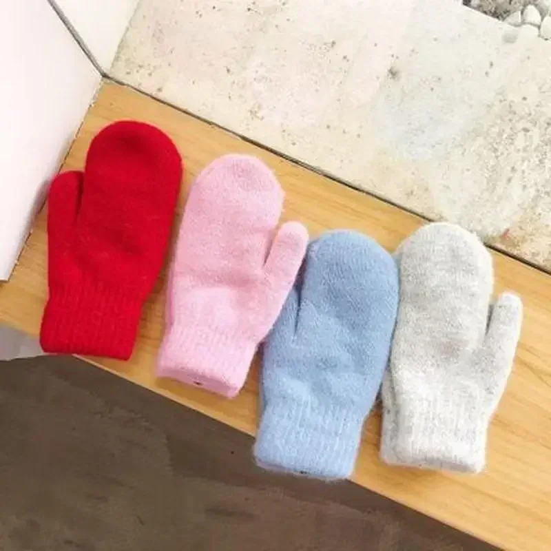 Gloves Women's Winter Plus Velvet Thickening Winter Cold-proof and Warm Cute Cycling Ladies Finger-wrapped Gloves Japanese