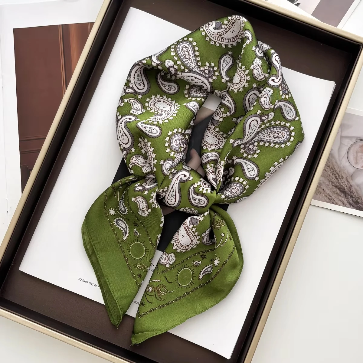 1pcs Luxury Square Scarf Cashew Print Bandana Women's Imitation Silk Scarf Casual Decoration 70cm Neckerchief Headband image 5