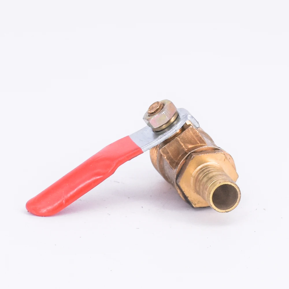 Brass 6/8/10/12mm Red Lever Handle Ball Valve Hose Barb 1/8