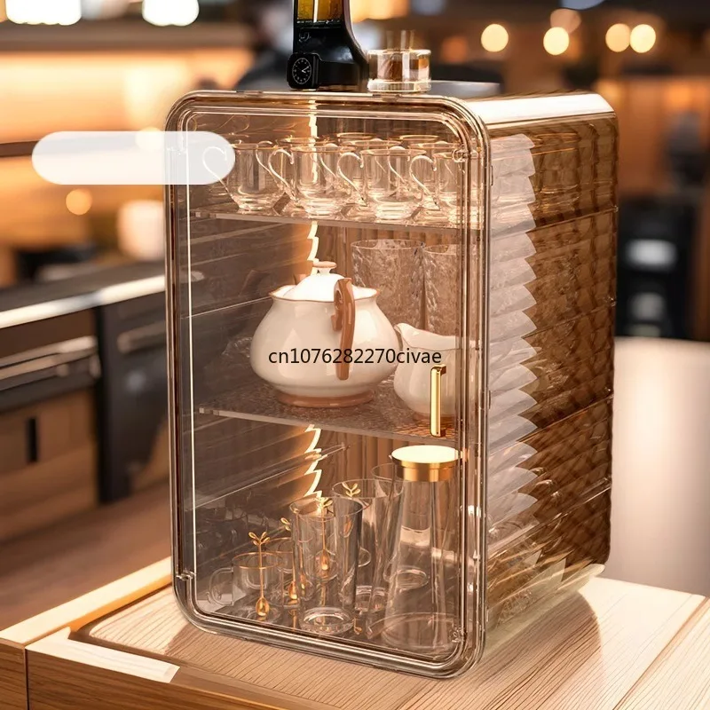 Multifunctional Storage Rack Dustproof Removable Tea Cup Holder Toy Cosmetics Display Rack Home Use High-capacity Storage Box